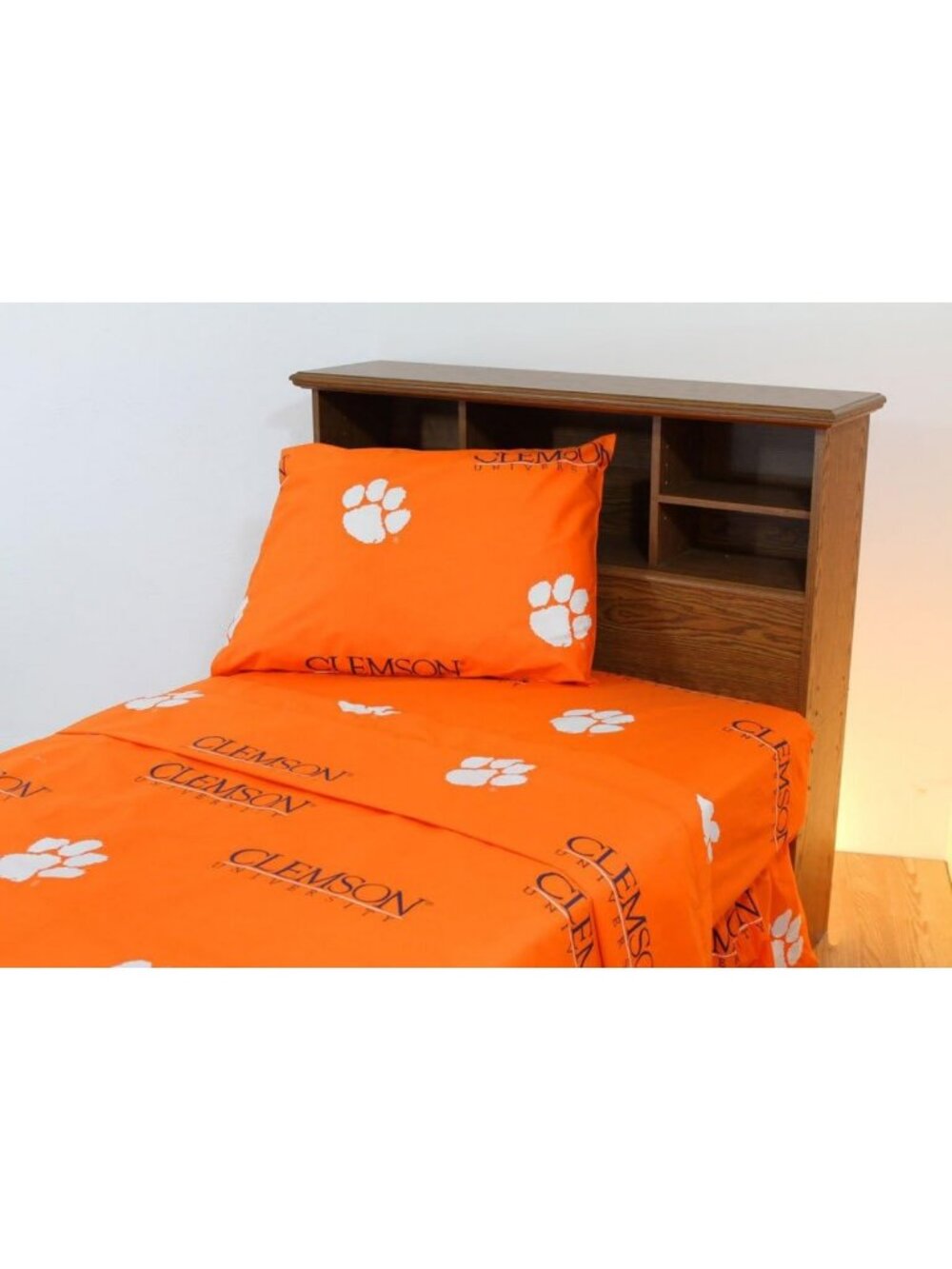 King Size Printed Sheet Set - College Style, Soft White Bedding for Dorm Room